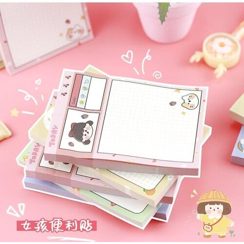 Peelable sticky notes cartoon cute rainbow girl fruit forest girl plan book student sticky notes