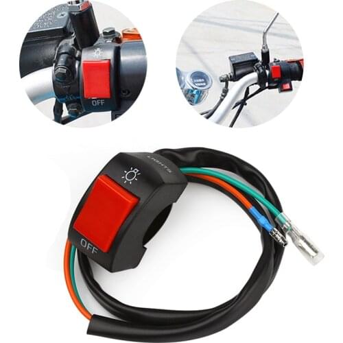 Motorcycle Handlebar Switch Headlight Fog Light Switch ON / OFF Button Bullet Connector for 22 - 25mm Dia Handlebar