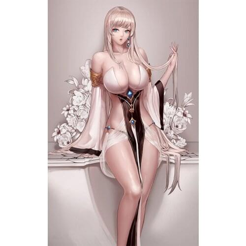 Custom Print White Flower Veil Sexy Anime Girl Art Posters Wall Art Canvas Painting for Living Room Home Decor Picture