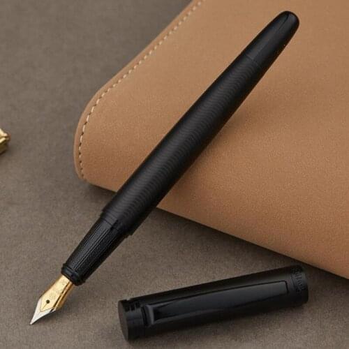HERO Elegant Black Full Metal Fountain Pen King Kong Iridium Fine Nib 0.5mm Office Business With Gift Box For Writing Ink Pen