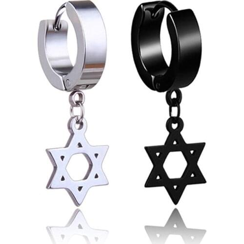 Fashion Women Mens Stainless Steel Earrings Black/Steel Color Hoop Earrings Gothic Punk Rock Style Pendientes Piercing Jewelry