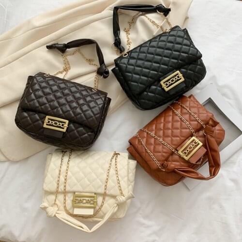 Fashion Lattice Pattern Messenger Bags Women Solid Color Handbag Large Capacity PU Leather Street Shoulde Ladies Underarm Pouch