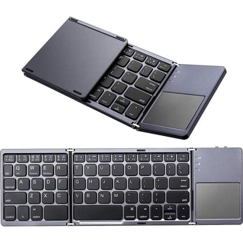 Bluetooth Ultra Slim Tri-fold Wireless Folding Bluetooth Portable Keyboardswith Touchpad ForWindows/iOS/Android PhoneTablet IPad