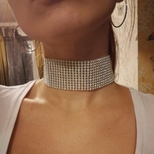 Bohemian White Choker Necklace for Women Charming Rhinestone Chain Chockers Wedding Party Jewelry Wholesale collares