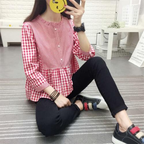 Spring 2020 New Korean Version Of Thin Plaid Shirt Womens Versatile Temperament Cotton Shirt Bottoming Top Fashion Baby Shirt