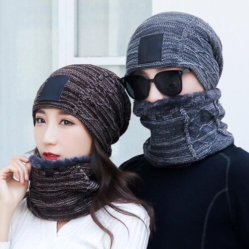 Unisex Knitted Hat Winter Multicolor Outdoor Climbing Riding Cycling Warm Hat Ear Protection Beanie Scarf Set Beanies Thick Set