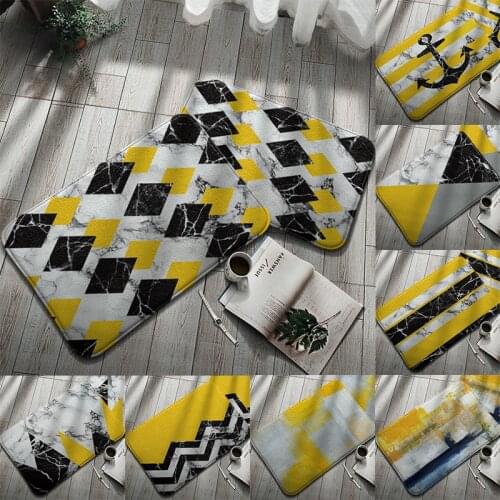 Yellow Geometric Doormat 40*60cm Living Room Soft Carpet Kitchen Bathroom Anti-Slip Absorbent Floor Mat Nordic Style Indoor Rug