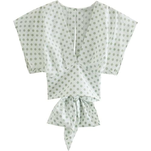 Za New Retro Blouse Women High Waisted Slim Sleeveless V-neck Tie Back Shirt Casual Short Top And High waist pleated split skirt