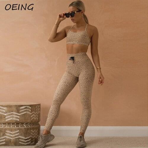 Fitness Women Leopard Print Sets Seamless Workout Two Piece Legging Set Sport Yoga Suits