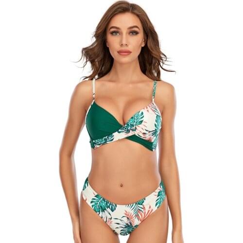 2021 Sexy Printing Bikini Split Sling Beach Cross Border Swimsuit Women