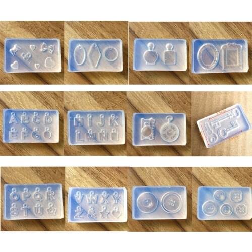 1pcs UV Resin Jewelry Liquid Silicone Mold Wings Button English Letter Charms Silicone Resin Mold For Jewelry Making