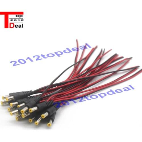 10pcs 5.5x2.1/5.5*2.1 mm Male plug 12V DC Power Pigtail cable jack for CCTV Security Camera connector