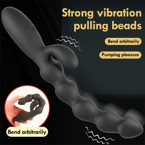 10 Speeds Vibrator Anal Pull Beads Vibration G Spot Stimulation Lengthen USB Charging Anal Plug Massager Adult Gay Sex Toys