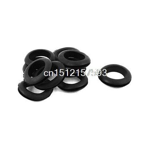 10 x Black Rubber 35mm Open Hole Ring Dual Side Cable Wiring Grommet
