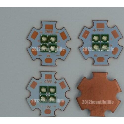 3V 6V 12V Cree XPE XP-E Photo Red Green Blue Amber Infared IR 12W LED Emitter with 20mm Thermoelectric Separation Copper Star