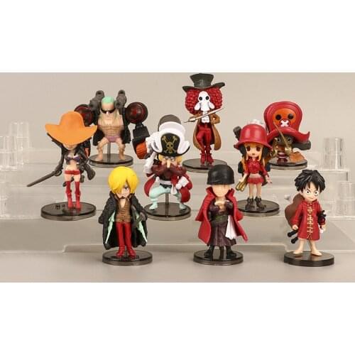 9PCS/Lot Bandai One Piece Figures Luffy Sauron Sanji Nami Robin Choba Franky Brook doll ornaments toys Christmas gifts