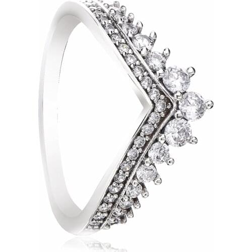 Ajax 100% 925 Sterling Silver Crown-shaped Crystal Ring For Women Gift