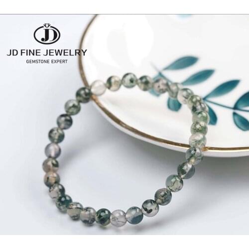 JD 6/8/10mm Fashion Natural Jewelry Green Ice Grass Agates-stone beads Bracelet Charms Men Strand Beads Yoga Women Bracelets