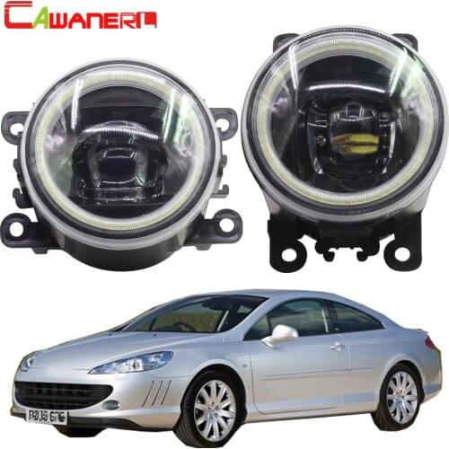 Cawanerl For Peugeot 407 Coupe 6C_ 2005 2006 2007 2008 2009 2010 2011 Car LED Fog Light Angel Eye DRL Daytime Running Light 12V