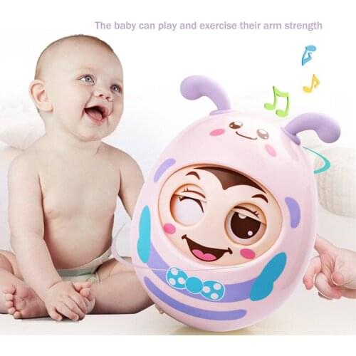 Baby Rattles Mobile Doll Bell Blink Eyes Tumbler Roly-poly Silicon Teether Toy Fun For Newborns Gift Baby 0-12 Months Toys