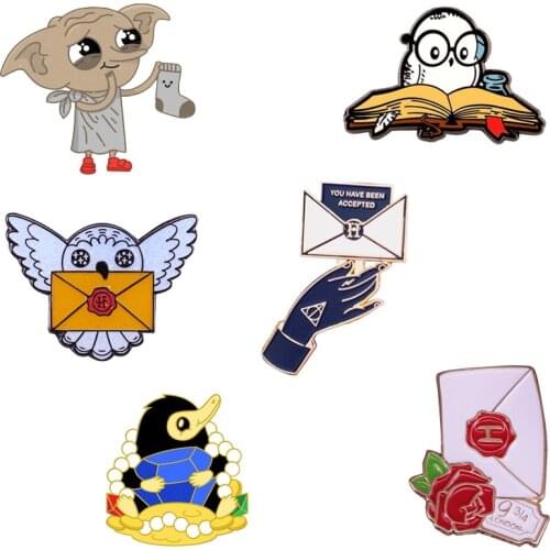 Cute Elf Collection Enamel Pin Niffler Hedwig Badge Movie Fans Gift