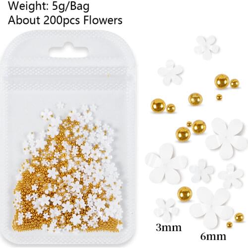 White Acrylic Flowers Resin Fillings Epoxy Resin Mold DIY Accessories Mixed Beads Nail Art Decorations Silicone Mold Fillers