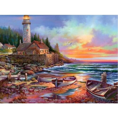 5D DIY Diamond Embroidery House Full Square Diamond Painting Village Landscape Cross Stitch Mosaic Home Decorations