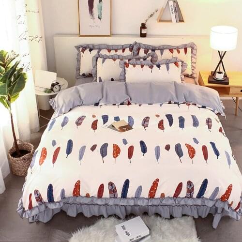 Knitted cotton princess style Bedding Set Soft Bedclothes Luxury Duvet/Quilt Cover Bed Linen sheet set 4 Pieces Bedding Sets