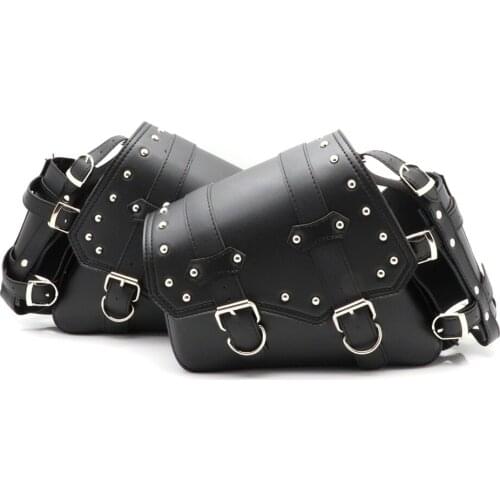 Left/Right Universal PU Leather Motorcycle Saddlebag Side Tool Luggage Bags Saddle Bags for Honda/Suzuki/Kawasaki/Yamaha