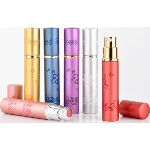 Fashion 8ML Mini Portable Colorful Exquisite Glass Perfume Bottle With Butterfly Flower Aluminum Tubes Spray new 500pcs