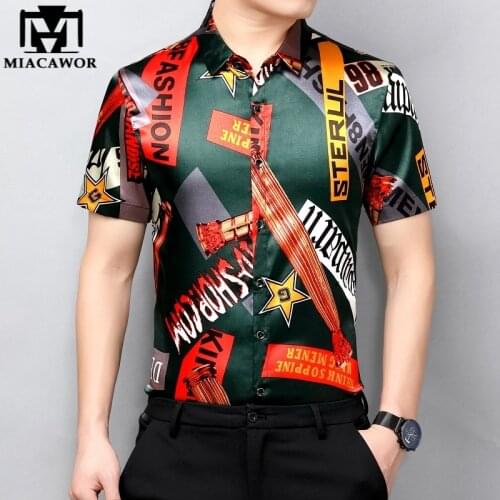 New Original Design Men Shirts Party Dress Print Summer Short Sleeve Casual Shirt Slim Fit Chemise Homme Male Clothing C759