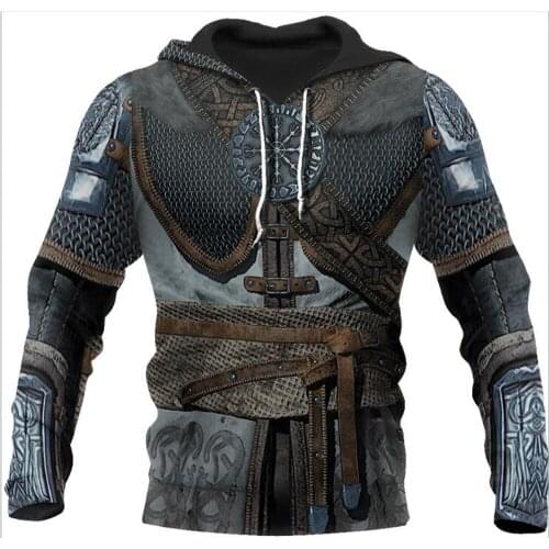 Viking Armor Tattoo 3D Printed Men hoodies Harajuku Fashion Sweatshirt Cosplay costume Unisex Casual jacket Zip Hoodie