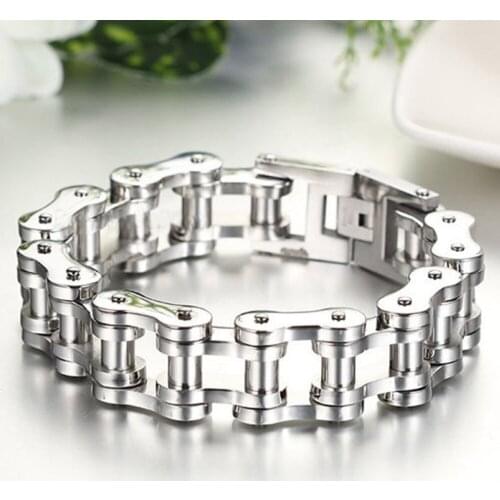 20MM New Arrive 316L Stainless Steel Silver Color Bicycle Motor Bike Chain Mens Bracelet Bangle 9" Trendy Jewelry Christmas Gift