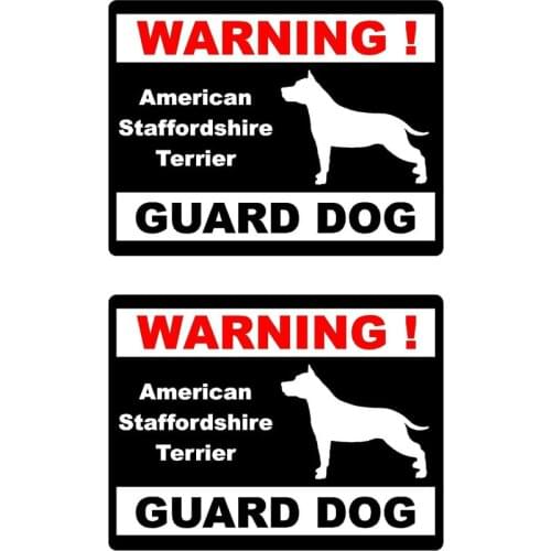 2X Warning Car Sticker American Staffordshire Terrier Waterproof Decal for Laptop Truck Motorcycle Auto PVC,15cm*11cm