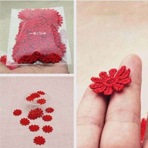 100Pcs Embroidered Red Rose Flower Patch for Clothing Sew on Rose Patches DIY Apparel Accessories Scrapbooking
