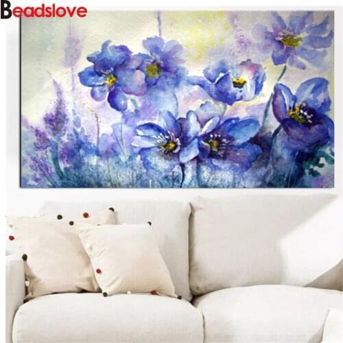 New Modern Abstract blue Flower diy handwork embroidery 5d diy diamond painting Modern Minimalist Orchid Poster Wall Home art