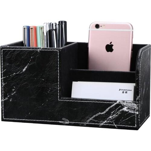 New Arrival Desk Organizer Marble Leather Pen Pots Small Pencil Holder Stationery Organizers for Desk Large Storage Box Drawers