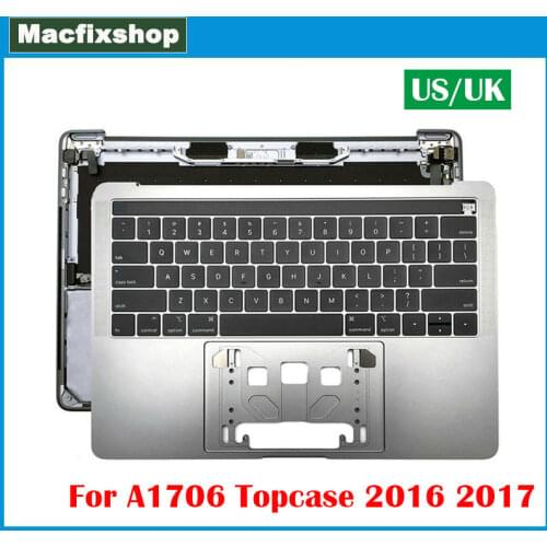 Original A1706 Top Case Grey Silver Palmrest For Macbook Pro Retina A1706 Topcase UK US Keyboard Touchbar Top Case 2016 2017