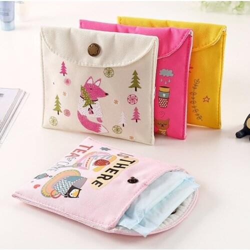 Girls Diaper Sanitary Napkin Storage Bag Canvas Sanitary Pads Package Bags Coin Purse Jewelry Organizer Credit Card Pouch Case