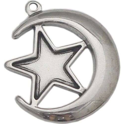 Beadsnice Stainless Steel Pendant Charm Mens Star and Moon necklace pendant ID 39696