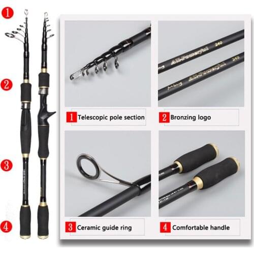 1.8M 2.1M 2.4M 2.7M 3.0M 3.6M Portable Telescopic Fishing Rods Carbon Fiber Ultrashort Spinning Rod Saltwater Casting Rods