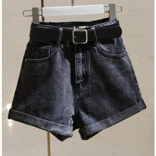 2020 New Summer Korean Fashion Women Denim Shorts High Waisted Wide Leg Loose Crimping Solid Office Lady Jeans Shorts Female Z10