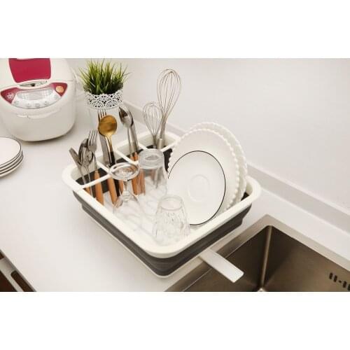 Folding Dish Rack Home Kitchen Organizers Kitchen Storage Boxes Shelf Plate Dish Drainer Bowl Cup Spoon Z22