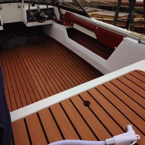 Dark Brown Self Adhesive Eva Foam Teak Sheet Dark Brown Boat Yacht Synthetic Decking Foam Floor Mat Strong Gule