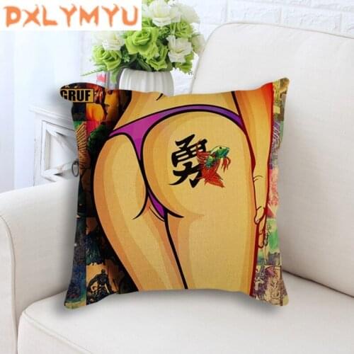 Vintage Poster Sexy Cool Girls Print Cushion Cover Soft Cotton Linen Fabric Pillowcase Kids Room Home Sofa Chair Pillow Covers