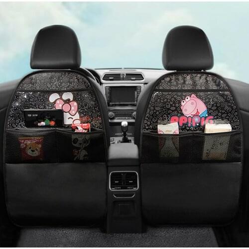 2021 Pu Leather Car Seat Back Protector for Children Baby Cartoon Car Seat Cover Kid Wear Resistant Anti-kick Mat Storage Pocket