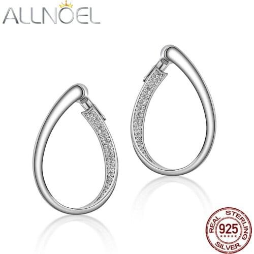 ALLNOEL 925 Sterling Silver Earrings For Women White Zircon Gemstone Diamond Earrings Engagement Wedding Exquisite Jewelry Hot