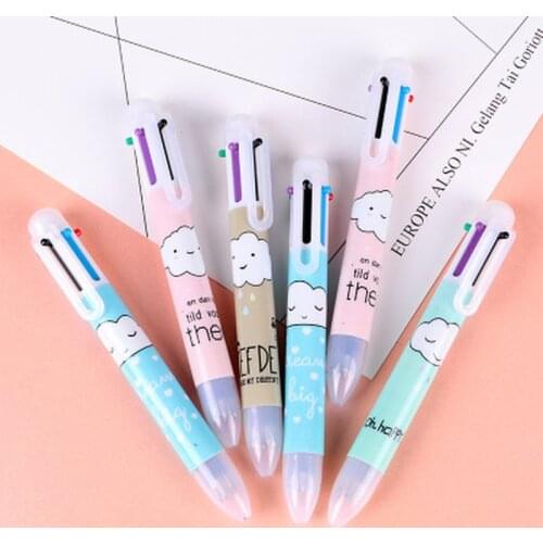 1pcs Multicolor Gel Pen Kawaii Stationary 0.5mm Cute Cartoon 6 Color Ballpoint Pen Cute Pens Gel Pens Kawaii School Supplies
