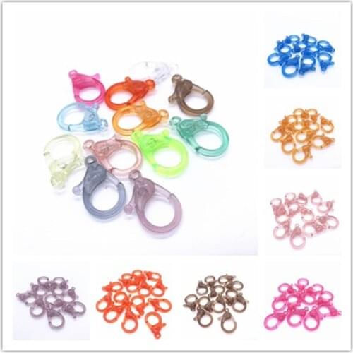 10pcs 25x18mm Candy Colors Acrylic Lobster Clasps Hooks Key Chain Sweet Key Rings for DIY Charms Keychain Jewelry Accessories