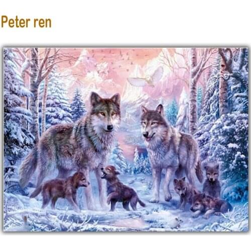 5D diy diamond painting animal Full square rhinestone mosaic embroidery Wolf Family almaznaya embroidery Home decoration crafts